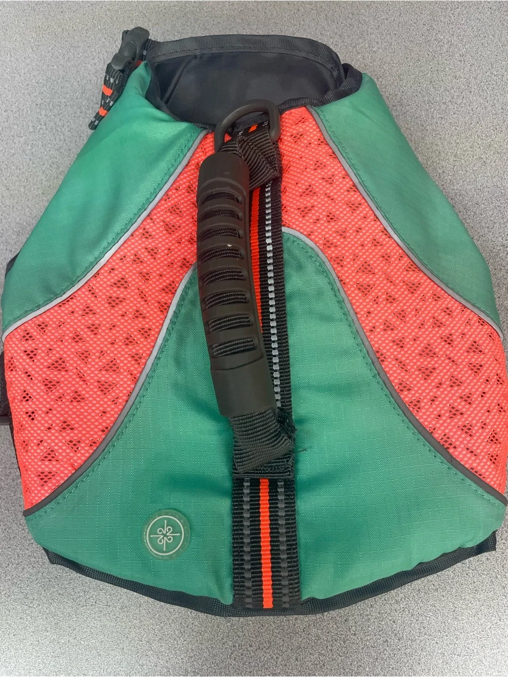 Green and Coral Padded Dog Harness with Top Handle
